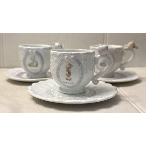 Enesco 1994 Precious Moments Collection Sep/Oct/Nov (3) Teacup Saucer Sets - Picture 3 of 10